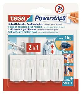 Tesa Powerstrips Kljuka za zaveso Vario (Bele barve, Velikost: S, 4 kos)