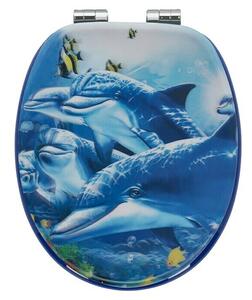 Poseidon WC deska Sea Life 3D (MDF, Modre barve, S samodejnim spuščanjem)
