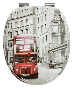 Poseidon WC deska London Bus (MDF, Sive barve/rdeče barve, S samodejnim spuščanjem)