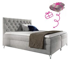 KONDELA Boxspring postelja, 120x200, svetlo siva tkanina Velvet, GULIETTE + darilo