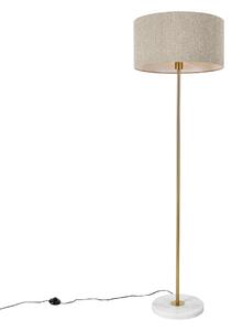 Moderna stoječa svetilka medenina z bouclé senčilom v barvi taupe 50 cm - Kaso