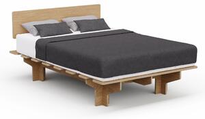 Blumfeldt NordicAura Double okvir za zakonsko posteljo, 140 cm x 200 cm, robusten, brez orodja, evkaliptusov les, polica