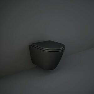RAK Ceramics Feeling Stenski WC (Izpiranje brez roba, Brez posebne glazure, Oblika splakovanja: Globok, Položaj straniščne odprtine: Vodoravno, Črne b