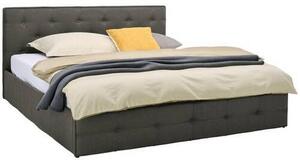 OBLAZINJENA POSTELJA 180 cm x 200 cm , les, tekstil temno siva