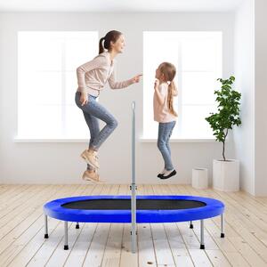 Trampolin za 2 osebi z ročajem, nastavljivim po višini, mini trampolin 154 x 90 x 92 -132 cm moder