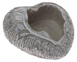 Betonski pokrov za lonec Srce z vejico sive barve,16 x 6,5 cm
