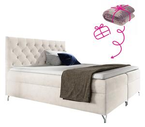 KONDELA Boxspring postelja, 140x200, bela tkanina Velvet, GULIETTE + darilo