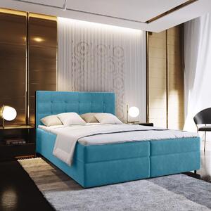 Oblazinjena postelja boxspring GLORIEN VELVET 140x200 cm modra Vzmetnica: Vzmetnica Bonell