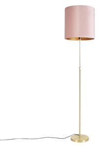 Stoječa svetilka zlata/bronasta z rožnatim žametnim odtenkom 40/40 cm - Parte