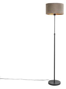 Stoječa svetilka črna z taupe žametno kapico z zlatom 35 cm - Parte