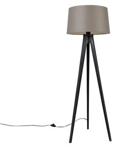 Trikotnik črne barve s platnenim odtenkom taupe 45 cm - Tripod Classic