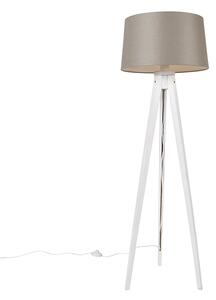 Moderni trikotnik bele barve s senčilom iz lanenega platna v barvi taupe 45 cm - Tripod Classic