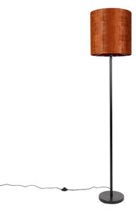 Stoječa svetilka črni žametni odtenek oranžni 40 cm - Simplo