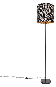 Sodobna stoječa svetilka črna s tekstilnim odtenkom zebra 40 cm - Simplo