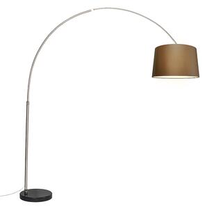 Jeklena ločna svetilka z rjavo tkanino 45 cm - XXL