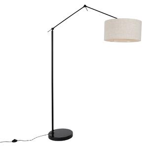 Stoječa svetilka črna z svetlo sivo kapico 50 cm nastavljivo - Editor