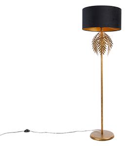 Stoječa svetilka zlata 145 cm s črnim žametnim odtenkom 50 cm - Botanica