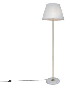 Retro stoječa svetilka medenina s plisiranom senčnikom smetana 45 cm - Kaso