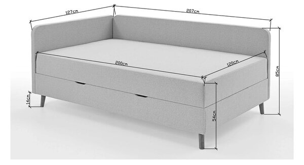 Bež oblazinjena postelja s prostorom za shranjevanje 120x200 cm Cabana – Meise Möbel