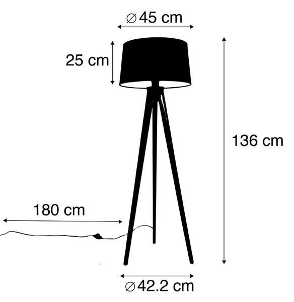 Moderni trostrani stativ bele barve s črnim lanenim odtenkom 45 cm - Tripod Classic
