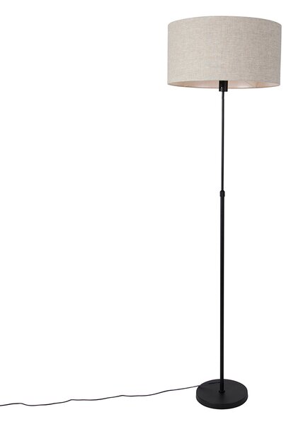 Stoječa svetilka črna nastavljiv z svetlo sivo senčilo 50 cm - Parte